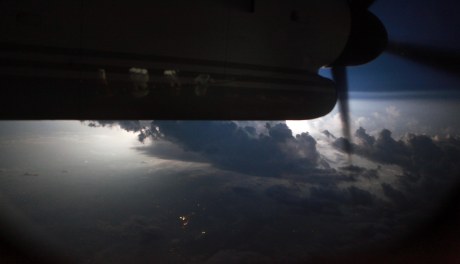Much of the flight from Newfoundland to Ottawa was through foreboding clouds, but not until Montreal did lightning start flashing, turning the pitch black sky on like a lamp. By the time we landed the sky was being streaked with fork variety, the type planes (and passengers) like least.